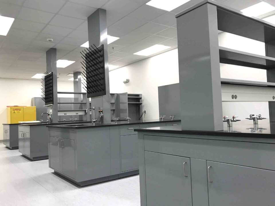 gray metal lab casework