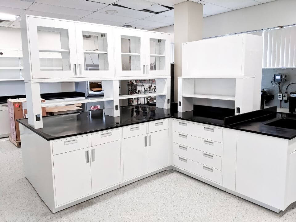 white metal lab furniture