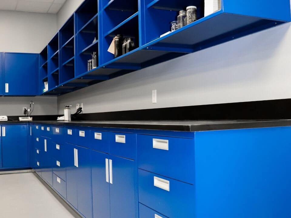 custom blue metal casework