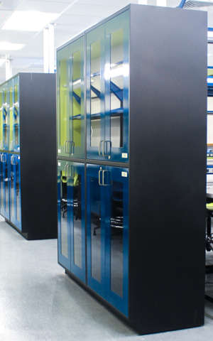 Tall metal lab cabinets