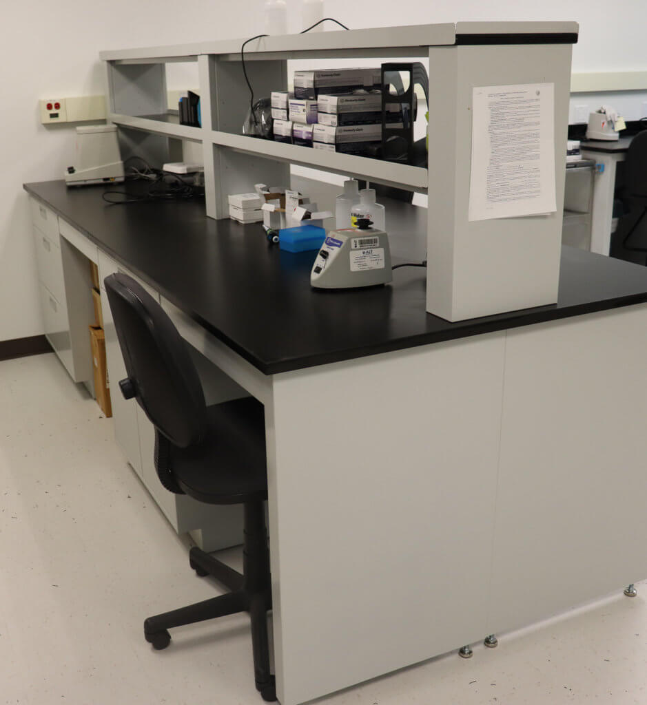 lab island and reagent shelving