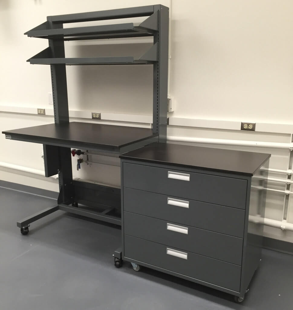 lab workbench and cabinet