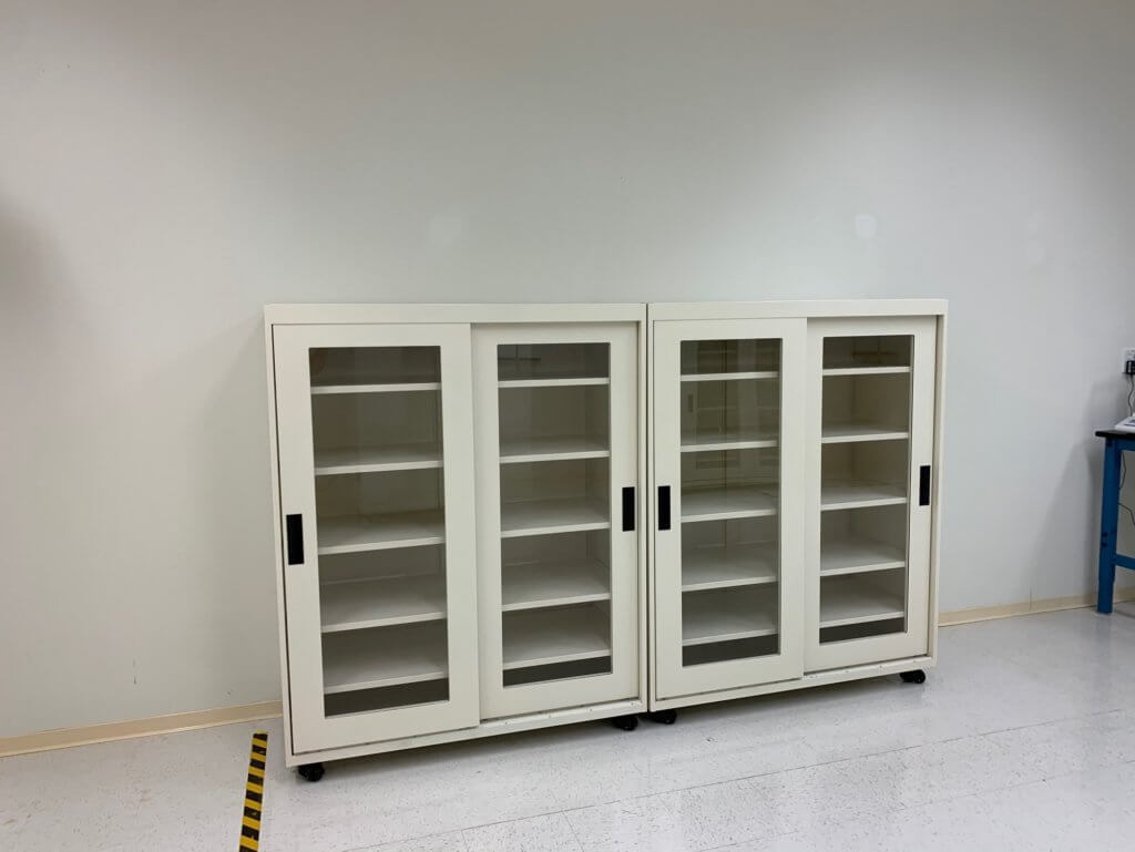 custom mobile lab cabinets with glass