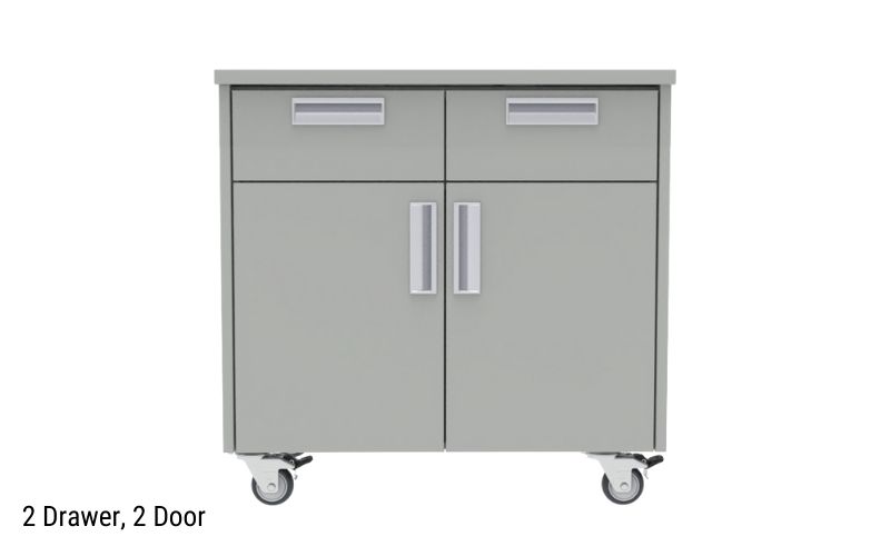 2 Drawer, 2 door Mobile Cabinet