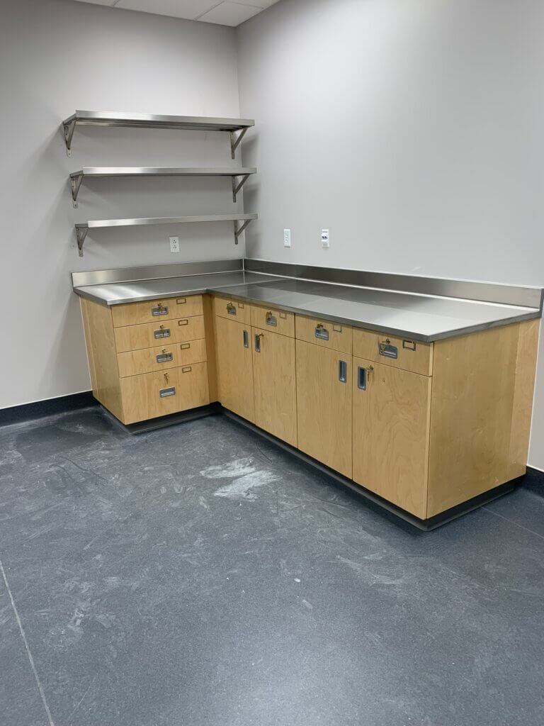 wood lab cabinets