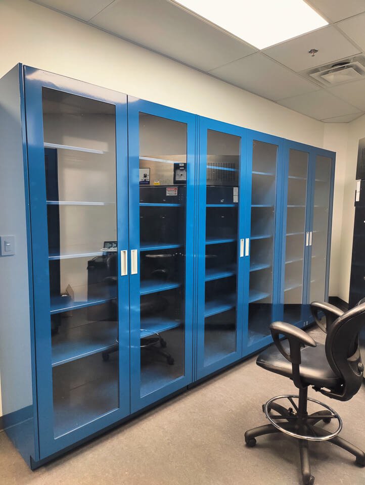 Tall laboratory storage cabinets