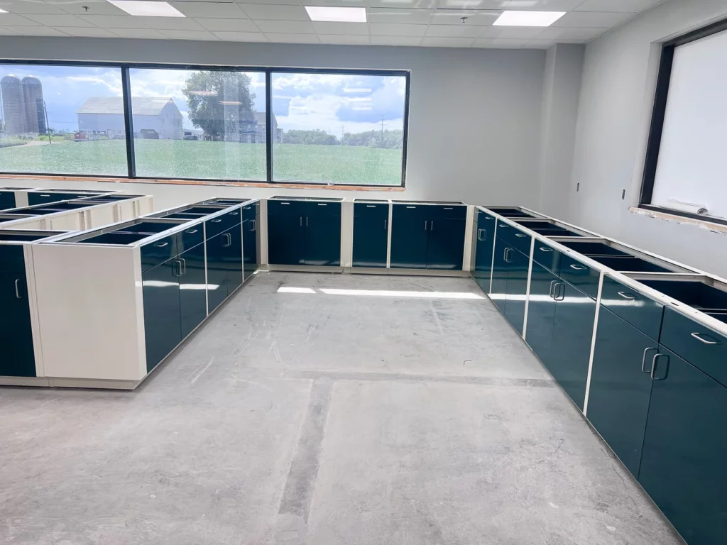 colored lab cabinets