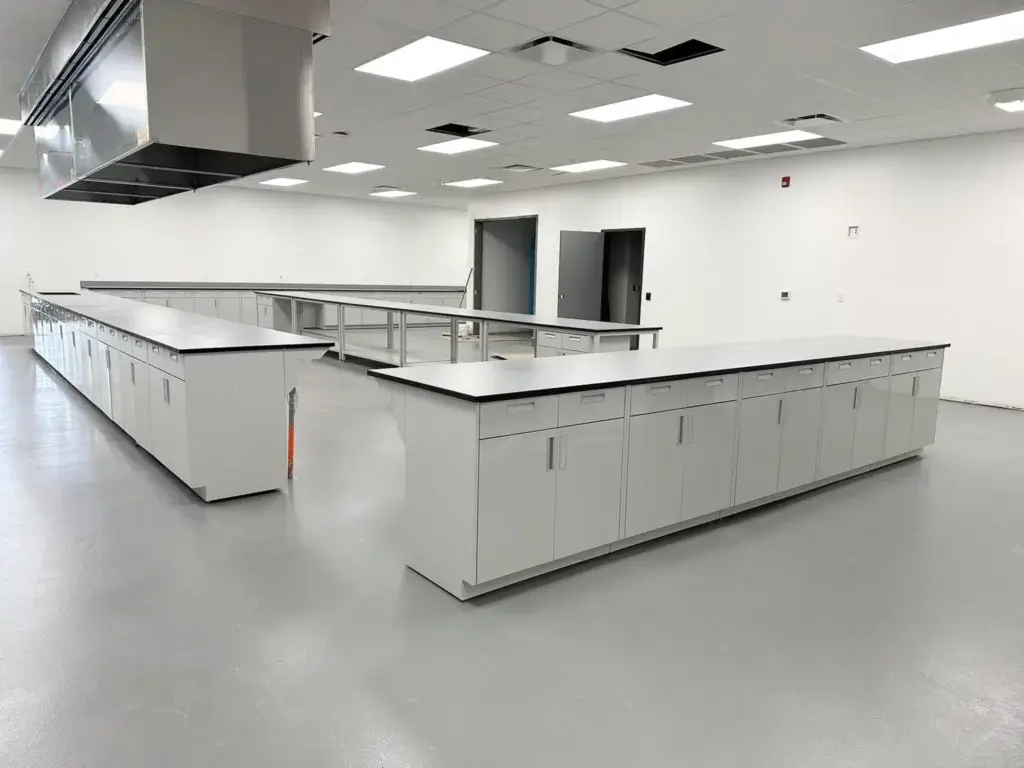 Grey Lab Cabinets and Tables with Phenolic Tops