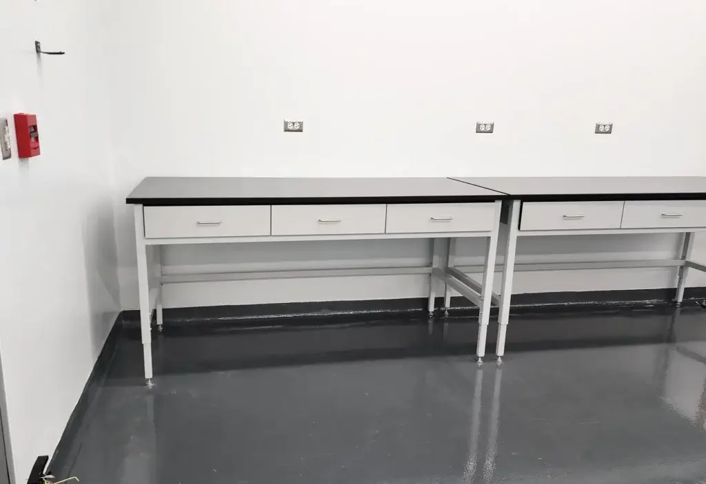 White Laboratory Table with Phenolic Drawers - Contract Design PR