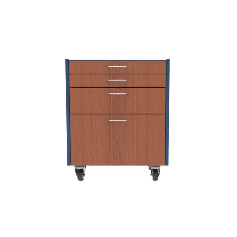 Digital render of a faux wood front modular and mobile cabinet.