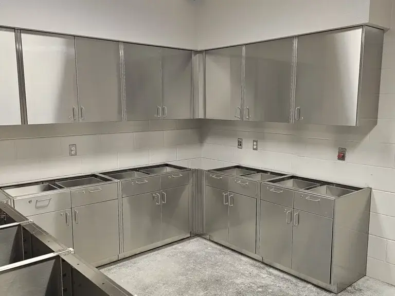Stainless Steel Casework run with Base and Wall Cabinets