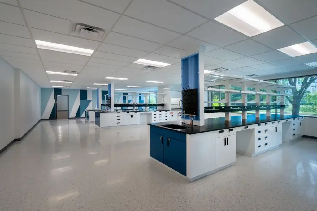 Two tone Blue and White laboratory cabinets