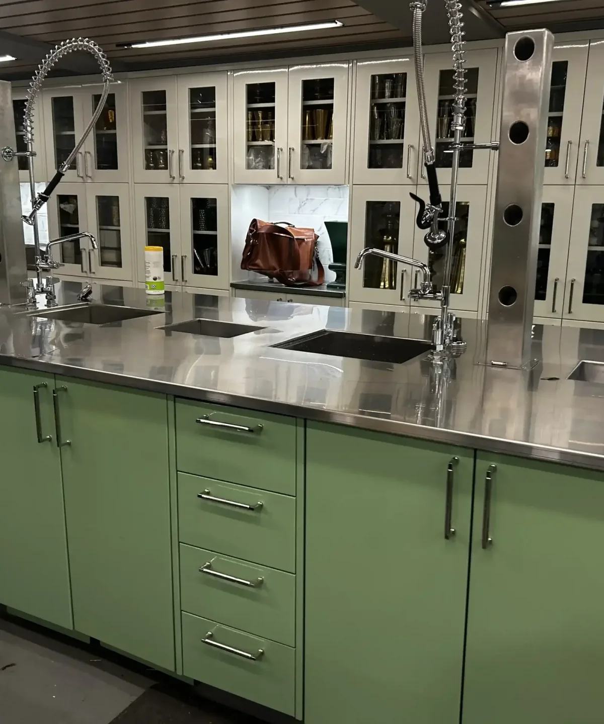 Commercial Metal Powder Coated Cabinets for White House Flower Shop | Stainless Steel Countertops- OnePointe Solutions