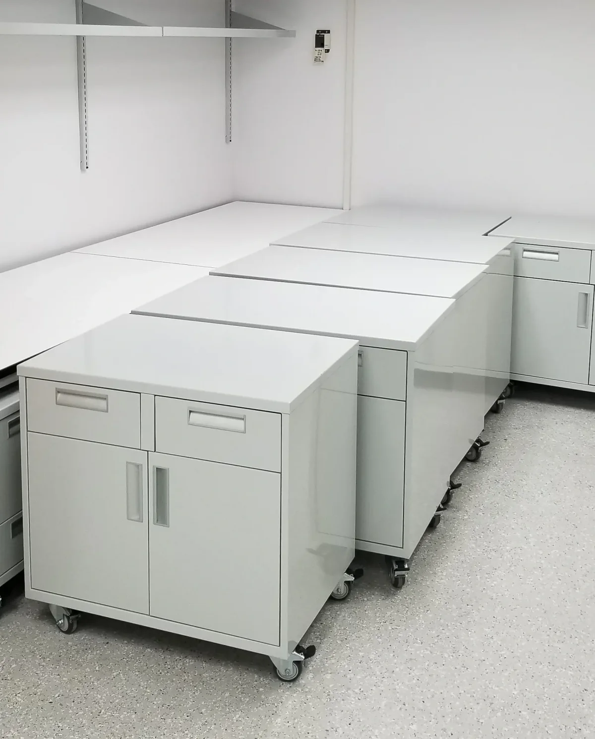 Light Grey Modular Lab Cabinets | STEAM Lab Cabinets | OnePointe Solutions