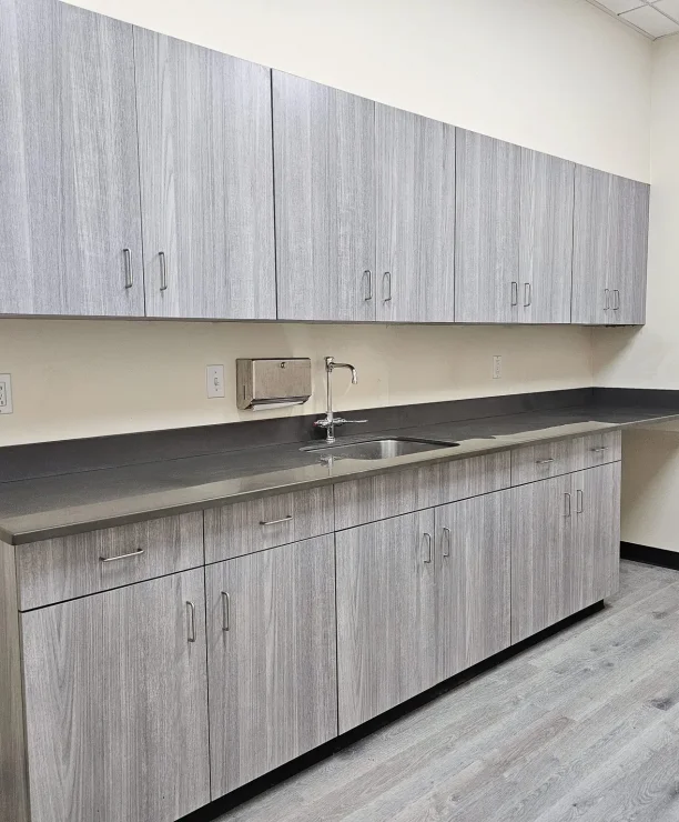Fox Teakwood Plastci Laminate Cabinets | Veterinary Casework | OnePointe Solutions