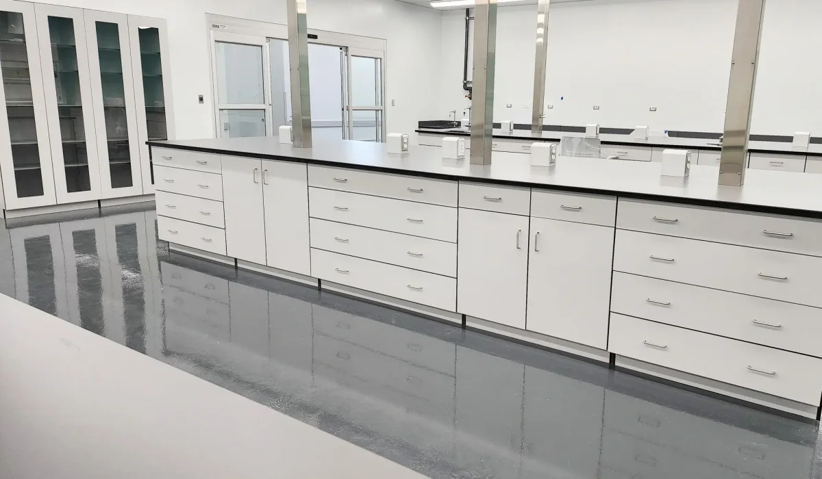 White Phenolic Resin Lab Cabinets | Veterinary Casework & Cabinets | OnePointe Solutions